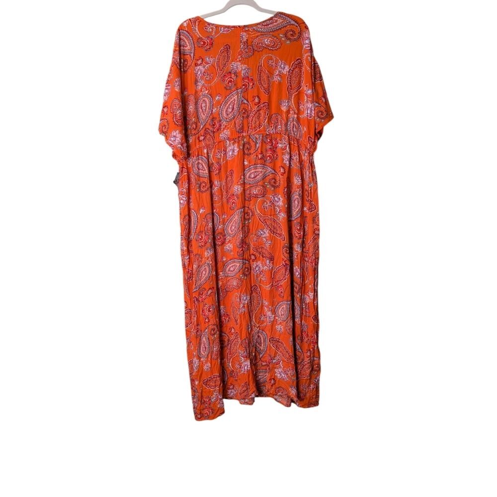 NWT Catherines Maxi Summer Dress paisley floral pattern orange size 2X Boho - Picture 2 of 7